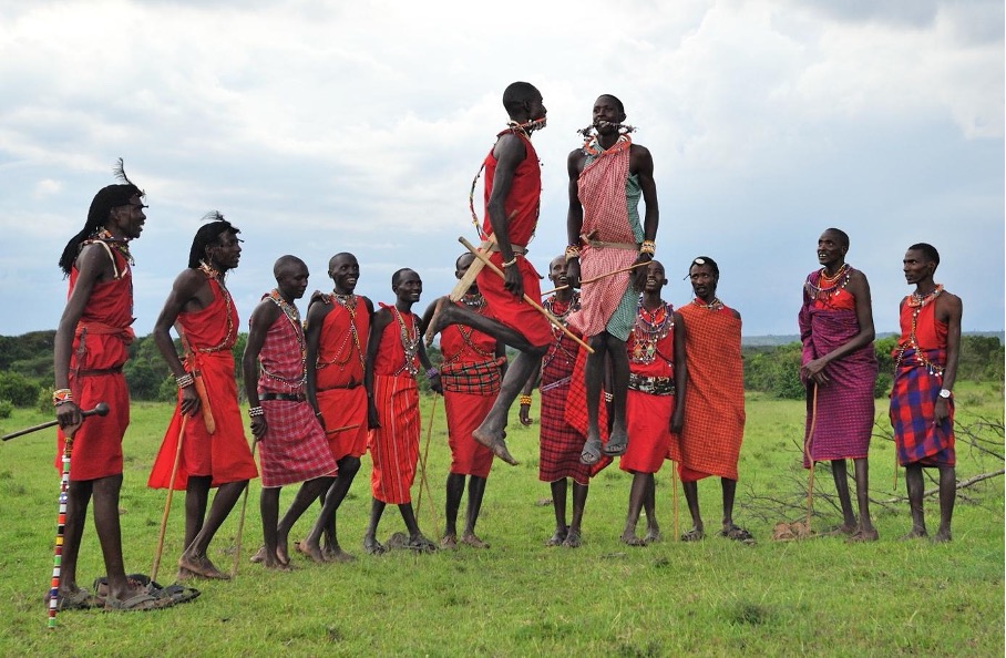 Maasai warriors performing traditional dance